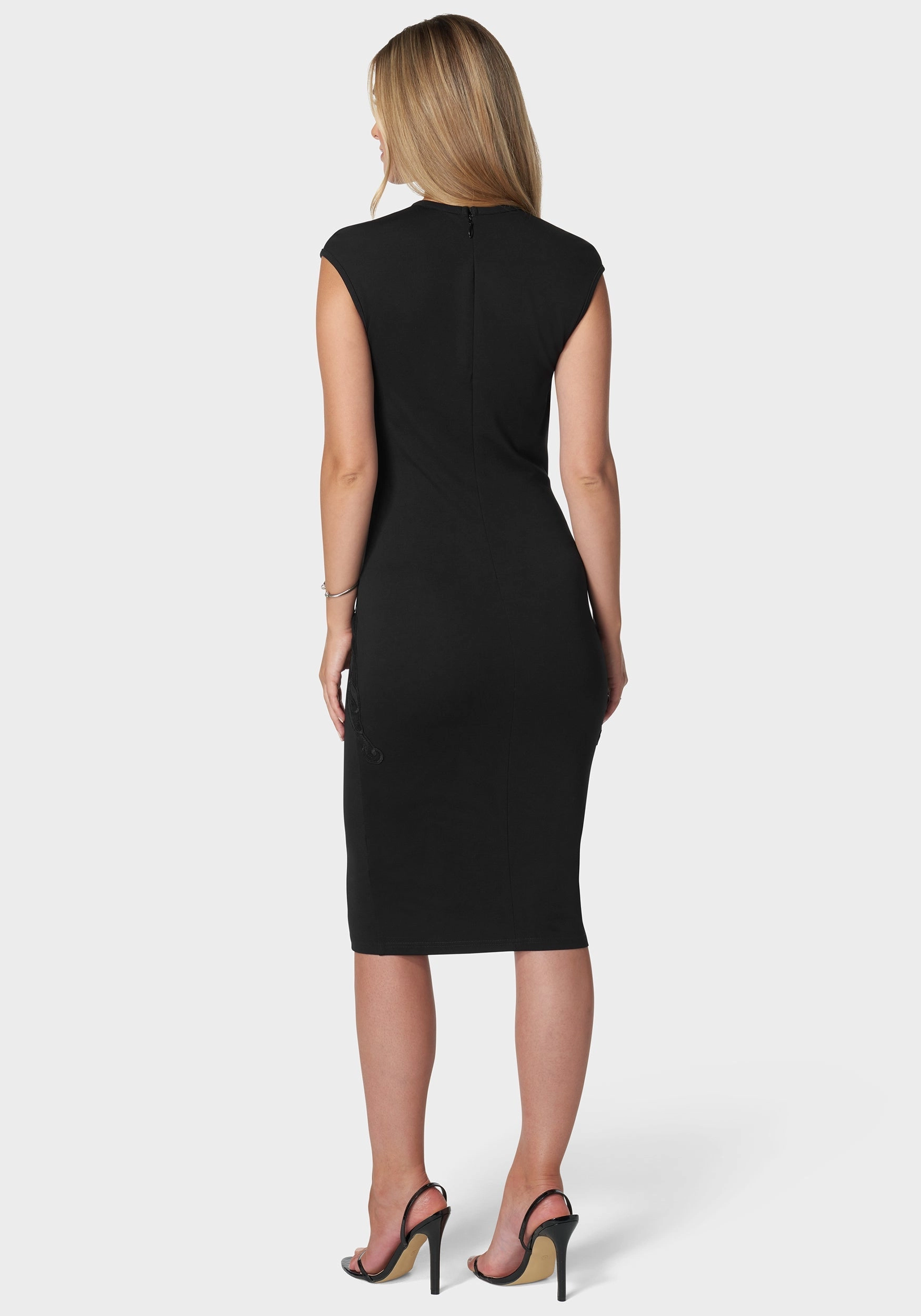 Lace Applique Midi Dress Soft Cut Daywear Comfort