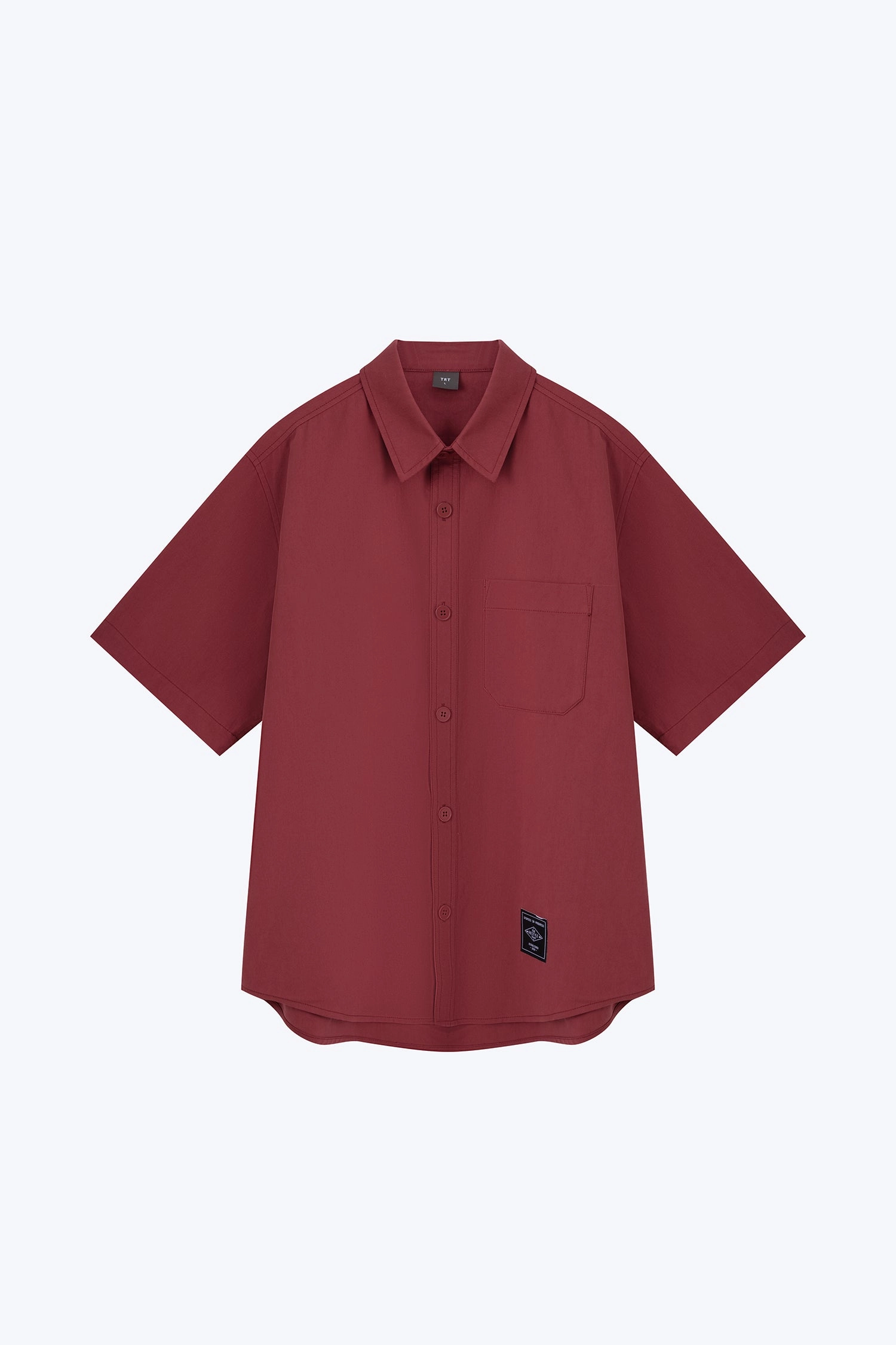 Oversized Shirt With Label At Hem - Maroon [AT] AntiPilling Treatment