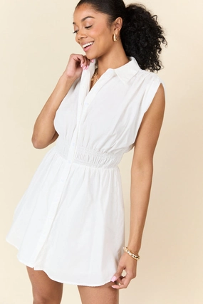 Morning Glow Simply Unforgettable White Collared Dress FINAL SALE