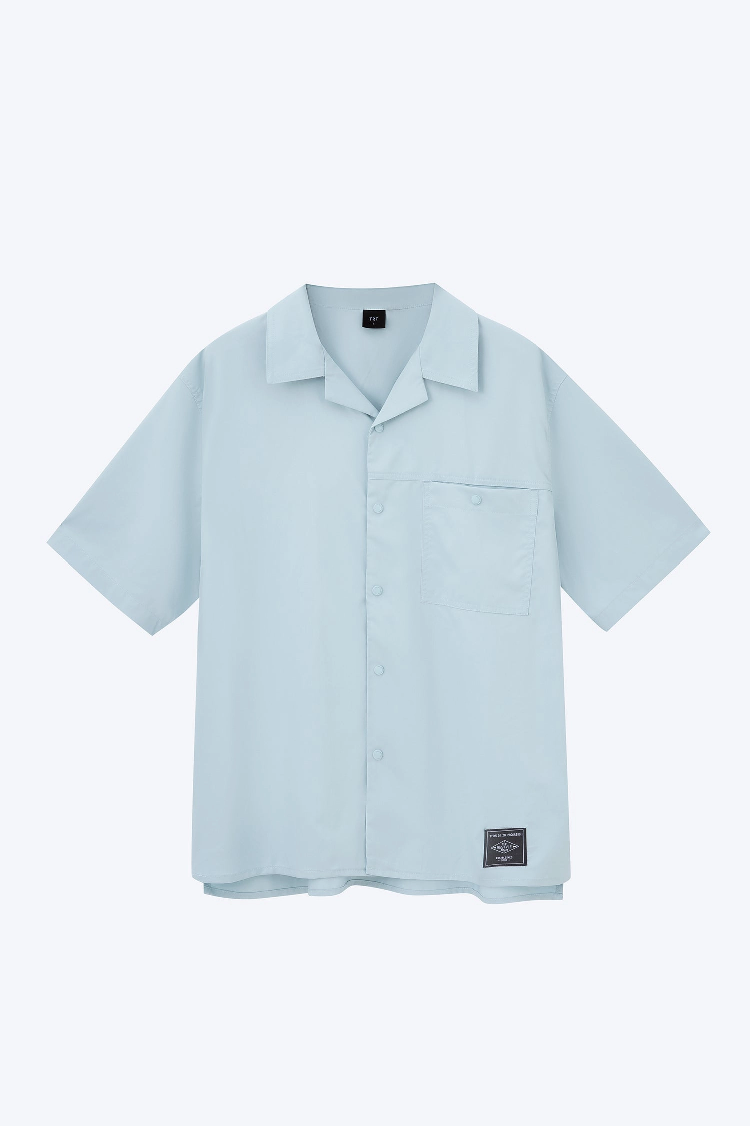 Seam Free Edging Single Pocket Snap Button Shirt - Dusty Blue