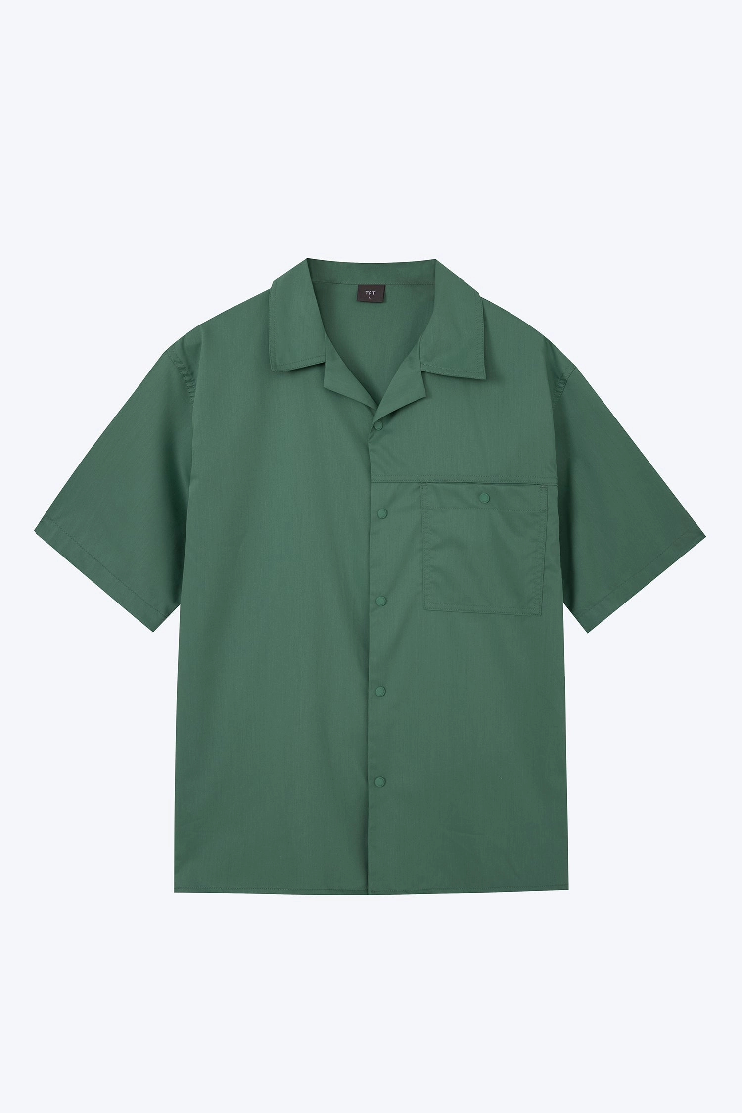 Single Pocket Snap Button Shirt - Green Trendy Design Soft and breathable