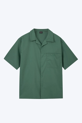 Multi Directional Stretch Single Pocket Snap Button Shirt - Green