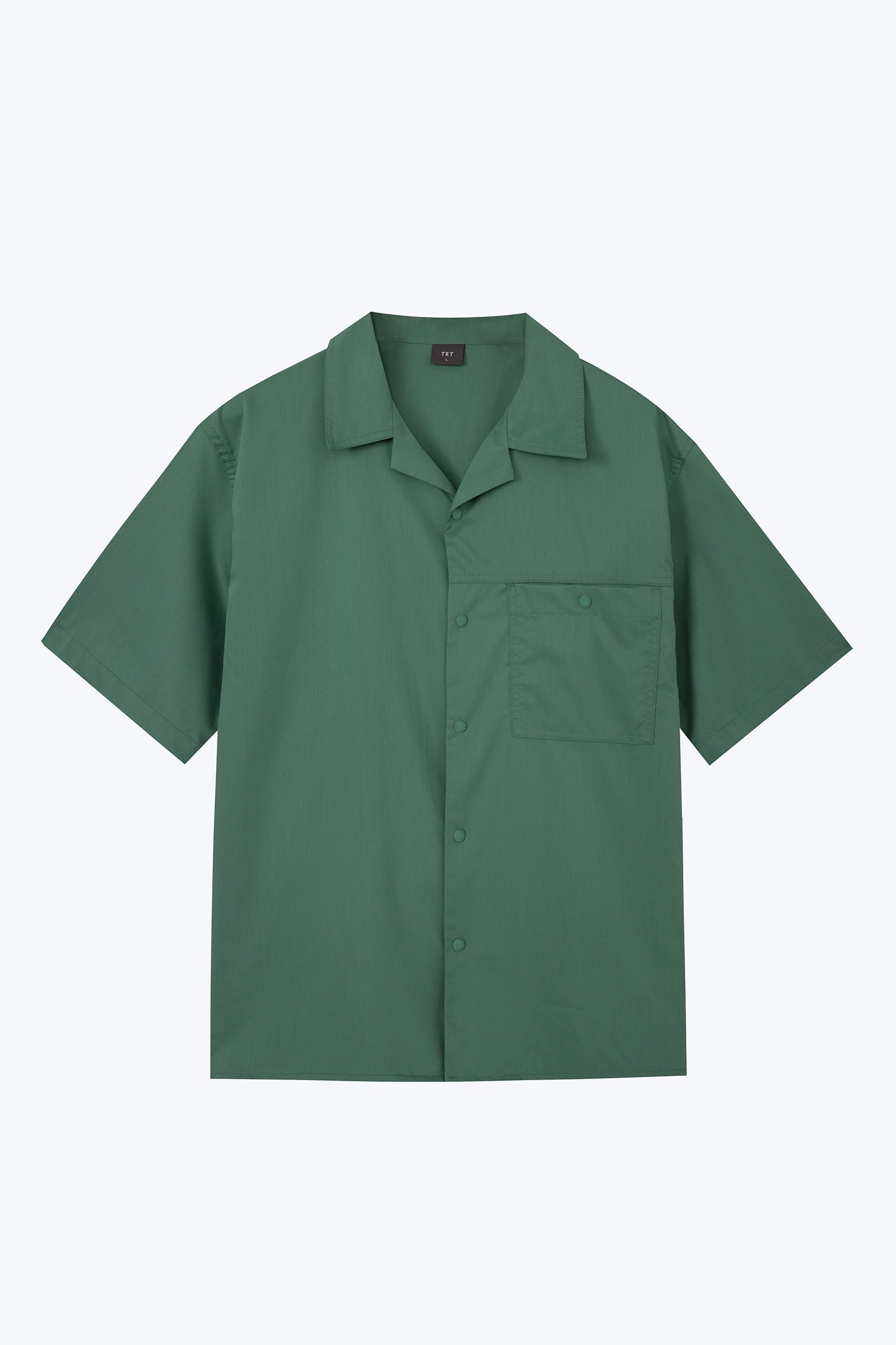 Single Pocket Snap Button Shirt - Green back to school