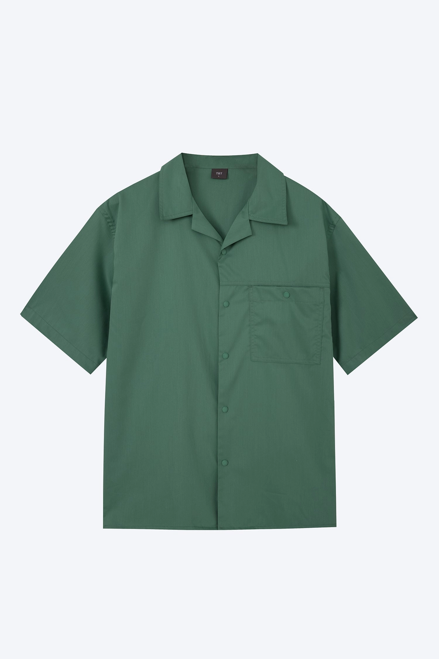 Multi Directional Stretch Single Pocket Snap Button Shirt - Green