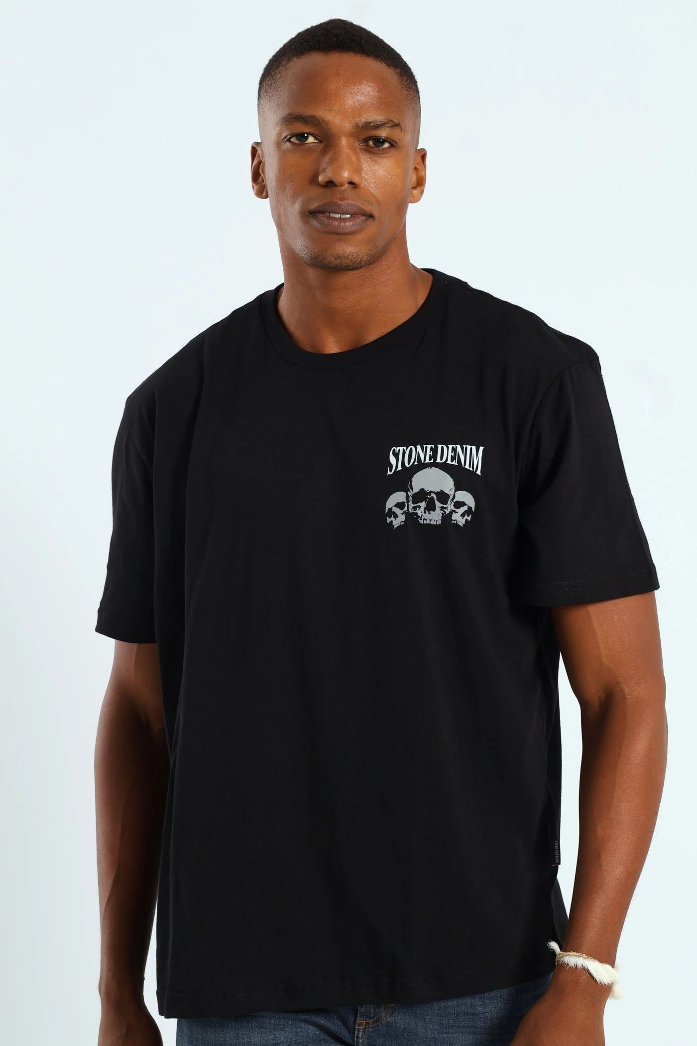 Skull Ace Trio Front & Back Tee - Black Chill Comfort Look Smart Wear