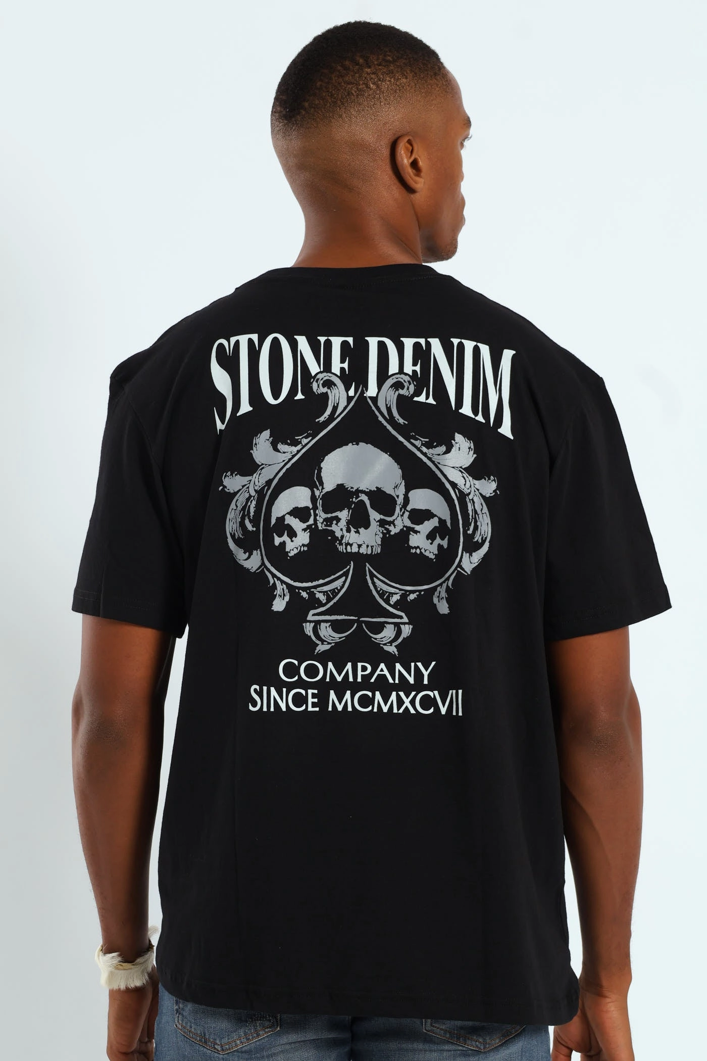 LongLastingColor Skull Ace Trio Front & Back Tee - Black