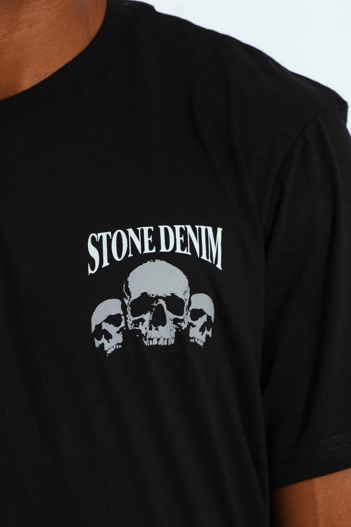 Lace trim Skull Ace Trio Front & Back Tee - Black