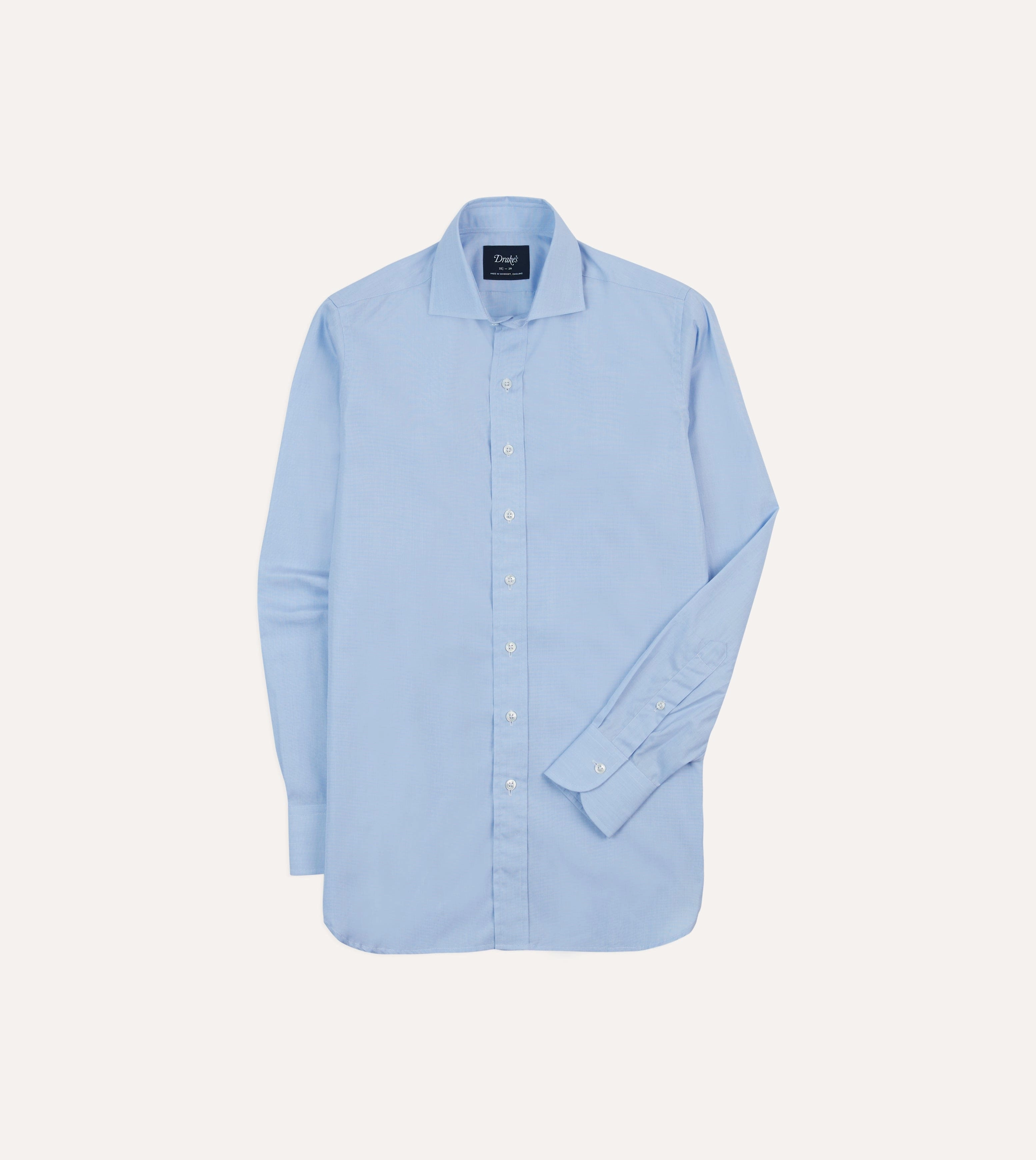 Travel Essential Seamless Sides Sky Blue Cotton Spread Collar End-on-End Poplin Shirt