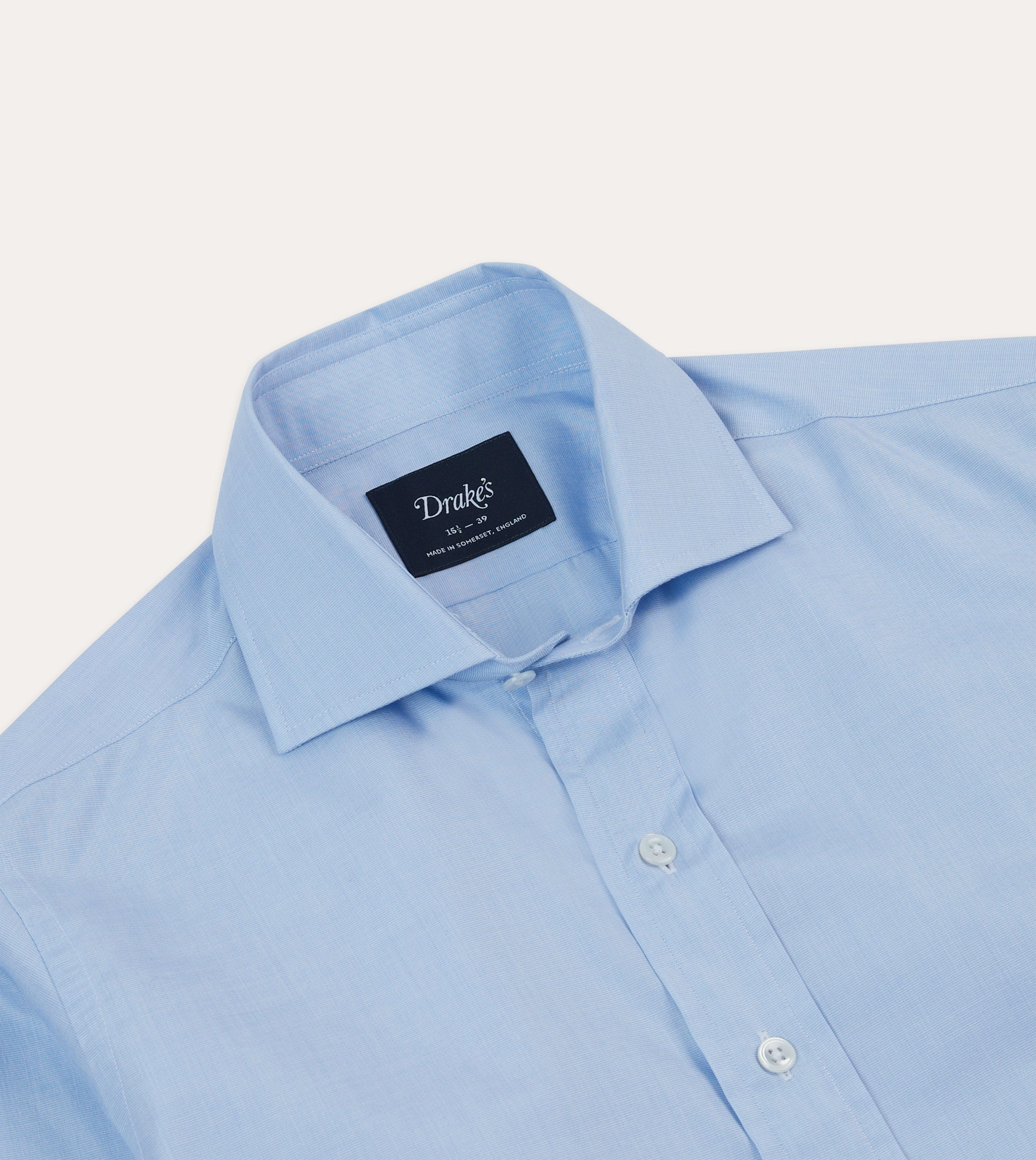 Geometric Pattern Stretch Material Sky Blue Cotton Spread Collar End-on-End Poplin Shirt