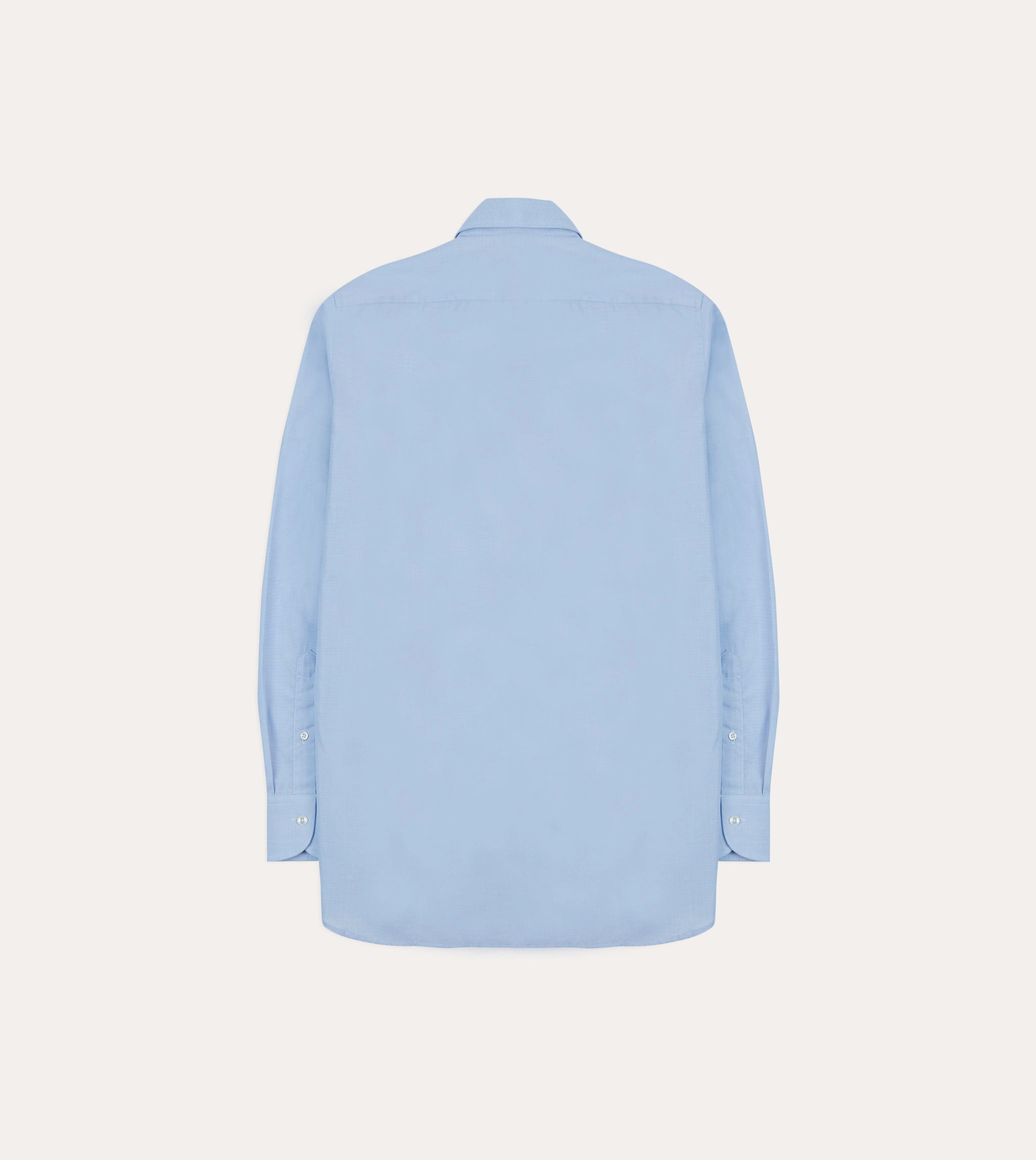 Sky Blue Cotton Spread Collar End-on-End Poplin Shirt Lightweight Layer V-neck style