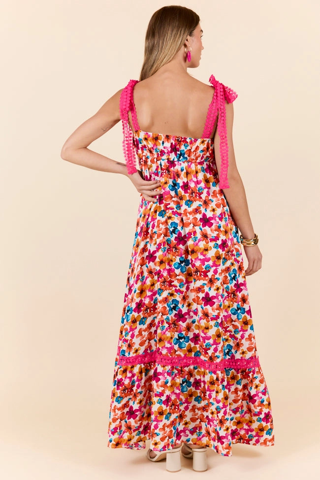 Come Along With Me Pink Trim Floral Maxi Dress FINAL SALE Family Glow