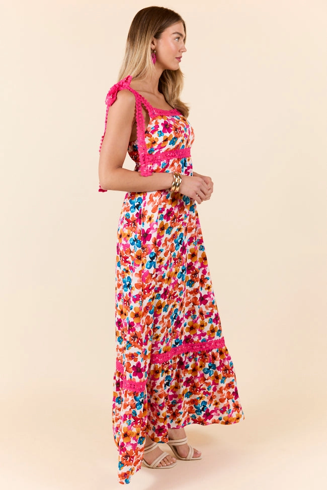 Come Along With Me Pink Trim Floral Maxi Dress FINAL SALE Move Free