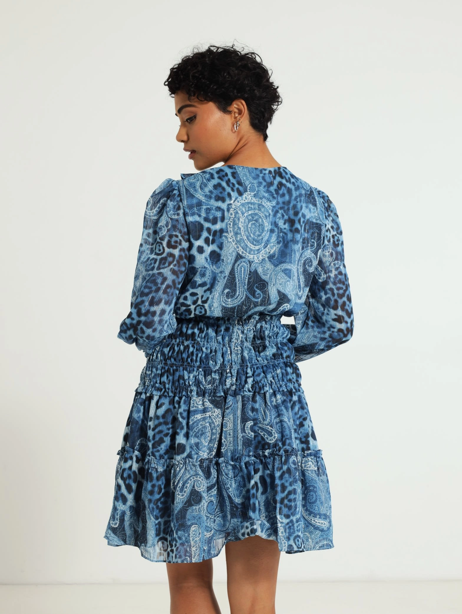 Long Sleeve Lace Up Flared Lucy Dress - Dark Blue Subtle design Gentle Aesthetic