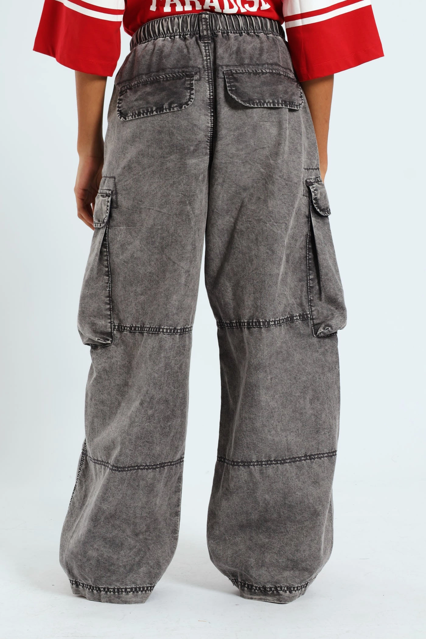 Enzyme Cargo Wide Leg Pants - Grey SmoothZipClosure Perfect Fit