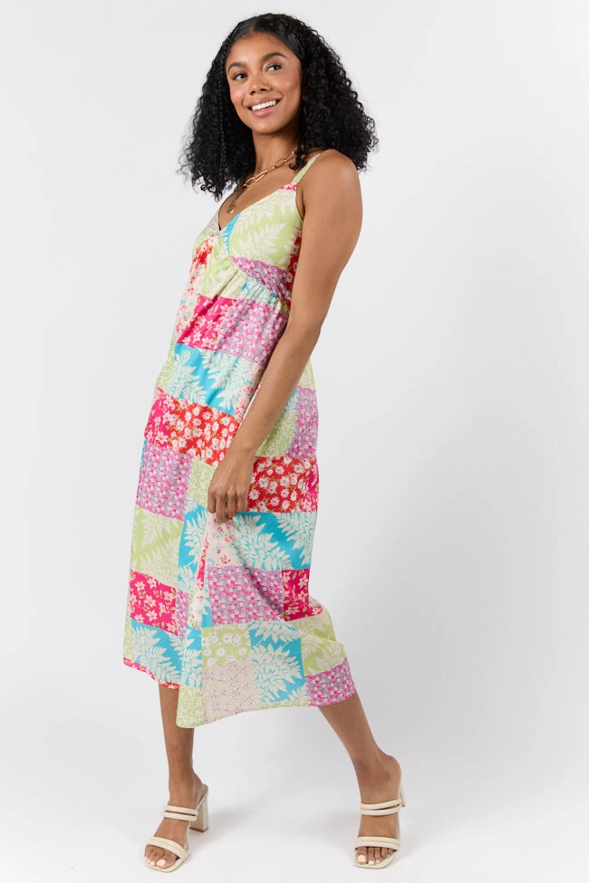 Cool Finish Light and Comfortable Wear Pieces That Complete Me Multi Patchwork Babydoll Midi Dress FINAL SALE