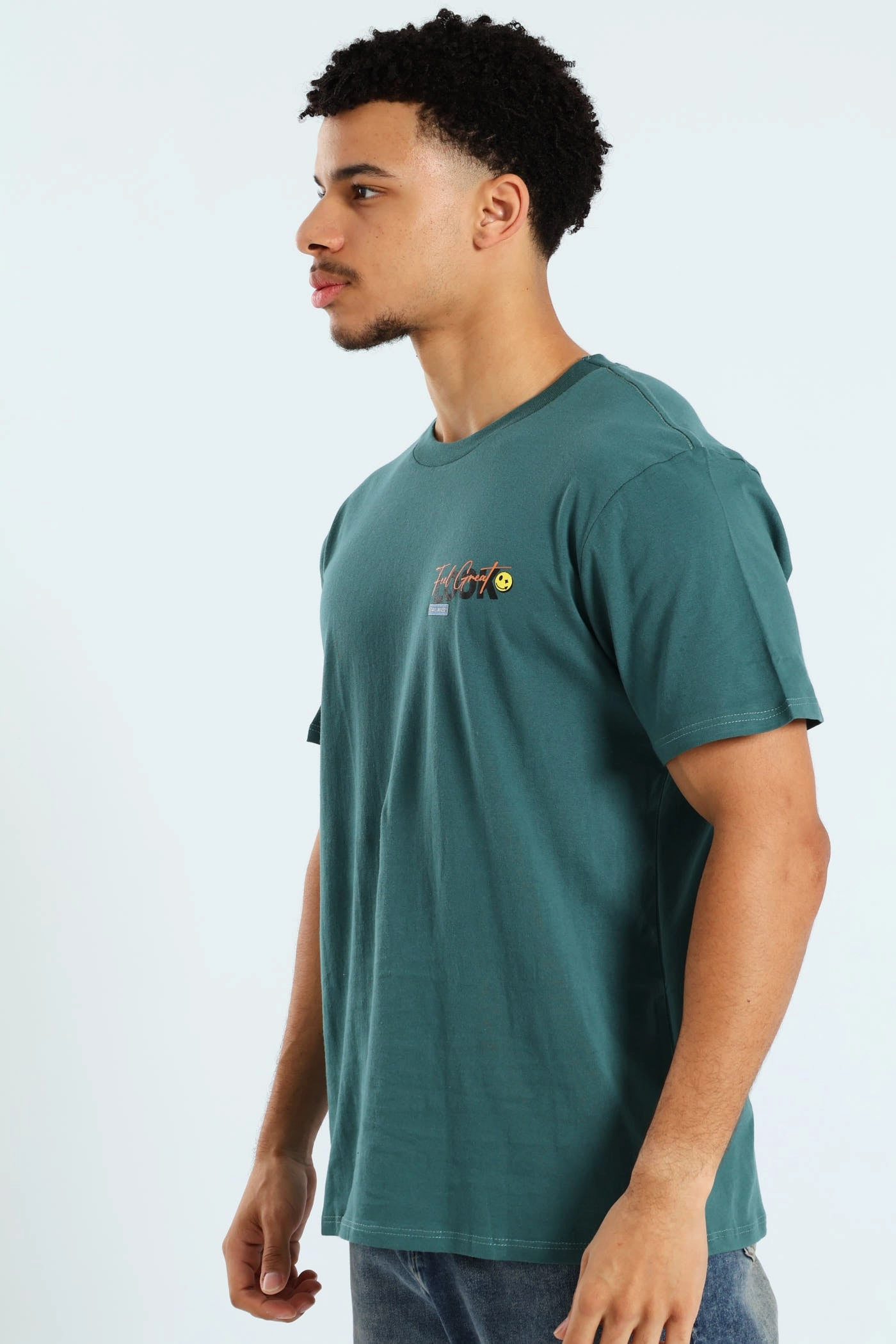Slogan Front & Back Tee - Forest Green Breathable touch