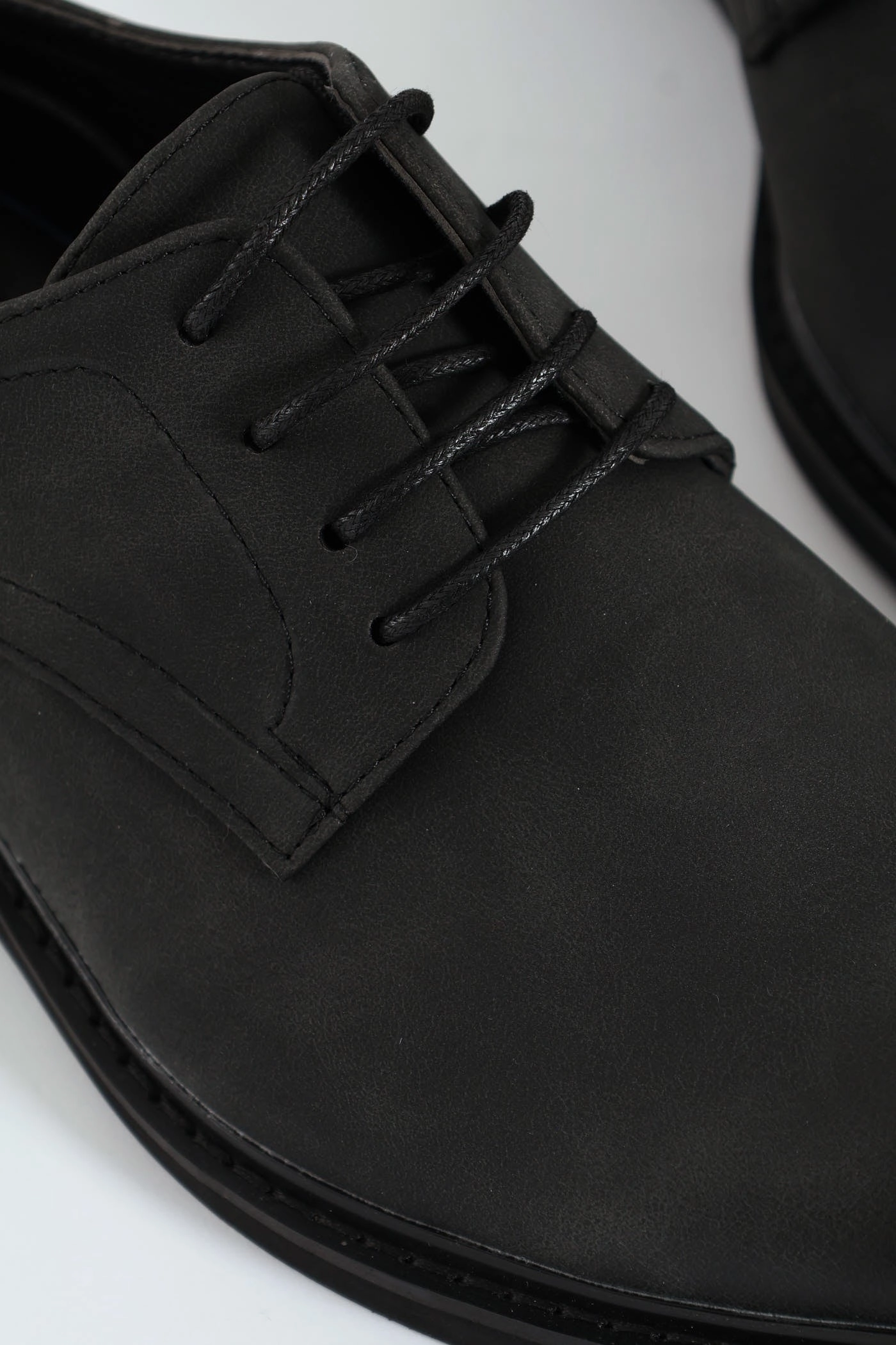 Summer Air Stitched Seams Smart Casual Lace Up Derby Shoe - Black