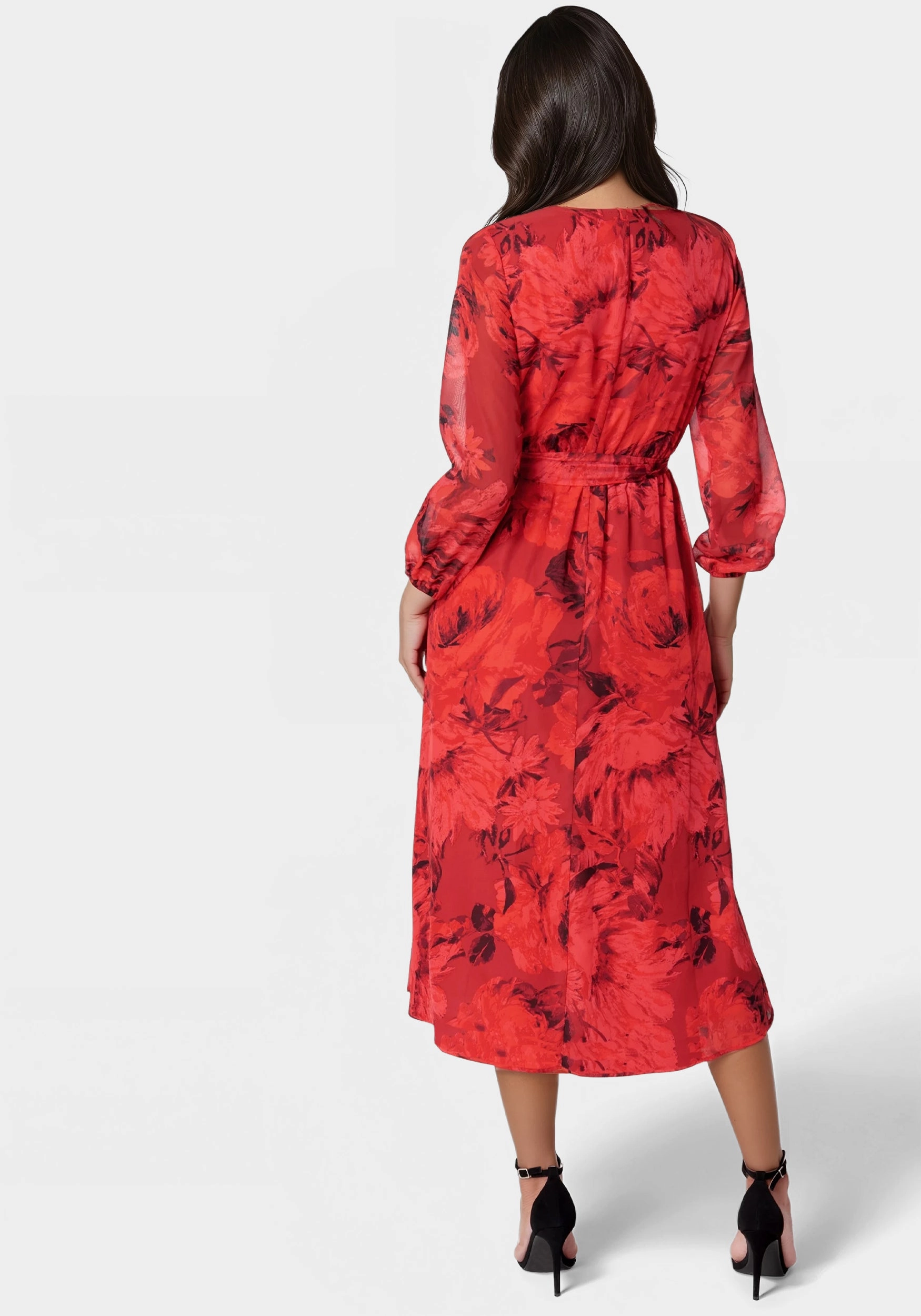 Smocked-Detail SustainableCotton Printed Wrap Midi Dress