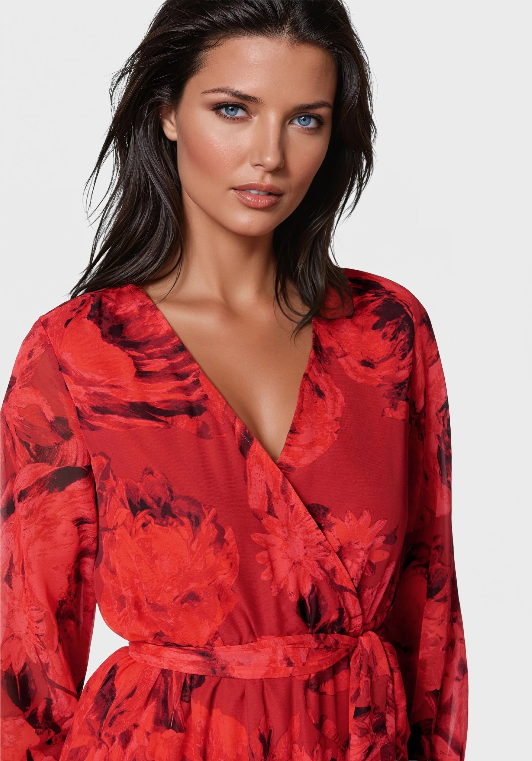 Bridal-Shower Printed Wrap Midi Dress