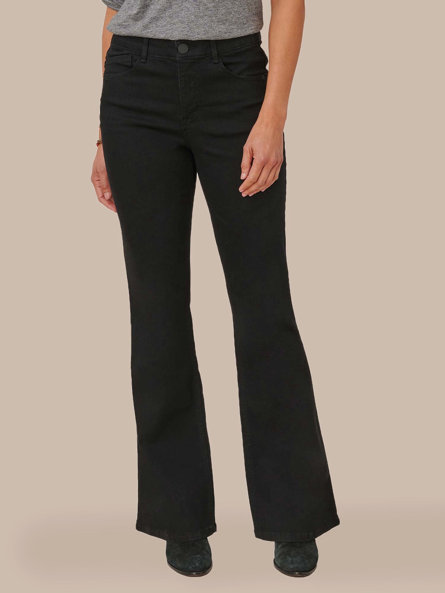 "Ab"solution? High Rise Out There Flare Jeans in Black Parent Style Family Style Unisex Look
