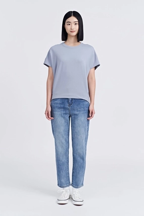 Snap Button Tee - Dusty Blue Trendy Layering