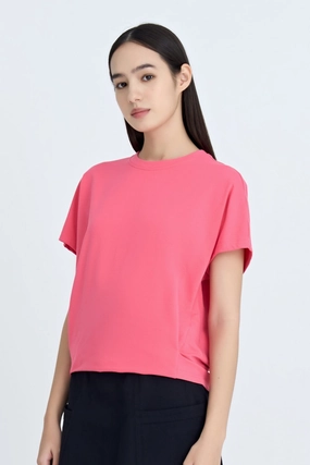 DoubleLayeredCollar Snap Button Tee - Rose