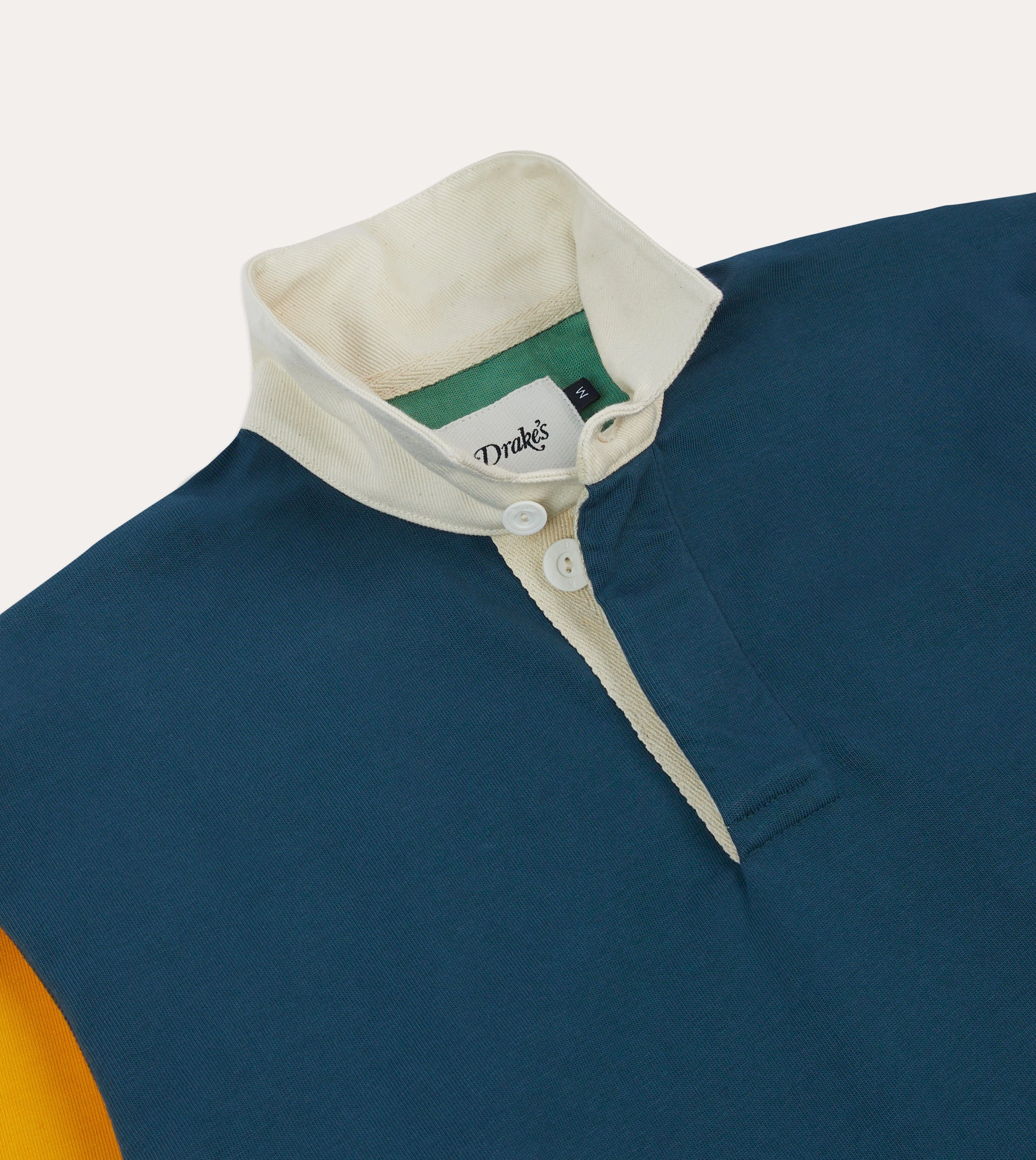 Navy, Yellow, Red and Green Colourblock Cotton Rugby Shirt Structured Shoulder Support Conference Appropriate