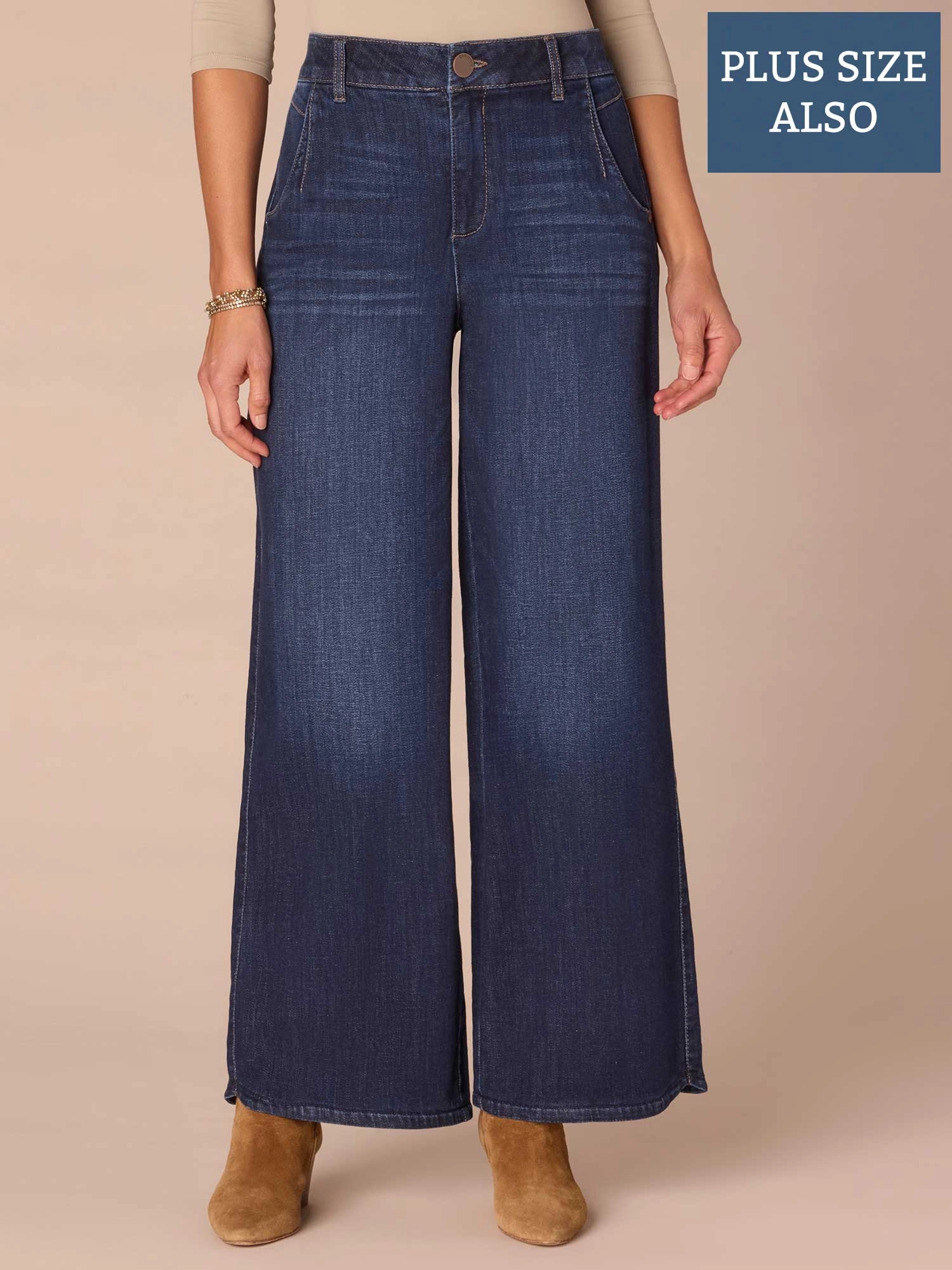 "Ab"solution? Skyrise Wide Leg Plus Size Jeans with Tulip Hem Easy Essentials