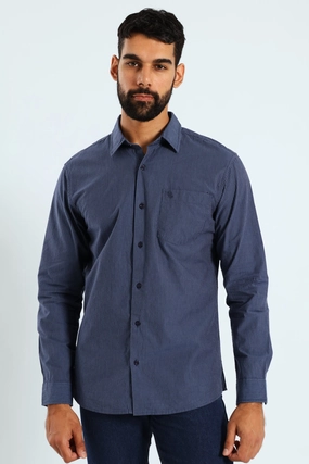 Soft Denim Stripe Shirt - Blue Versatile Top Timeless Fit