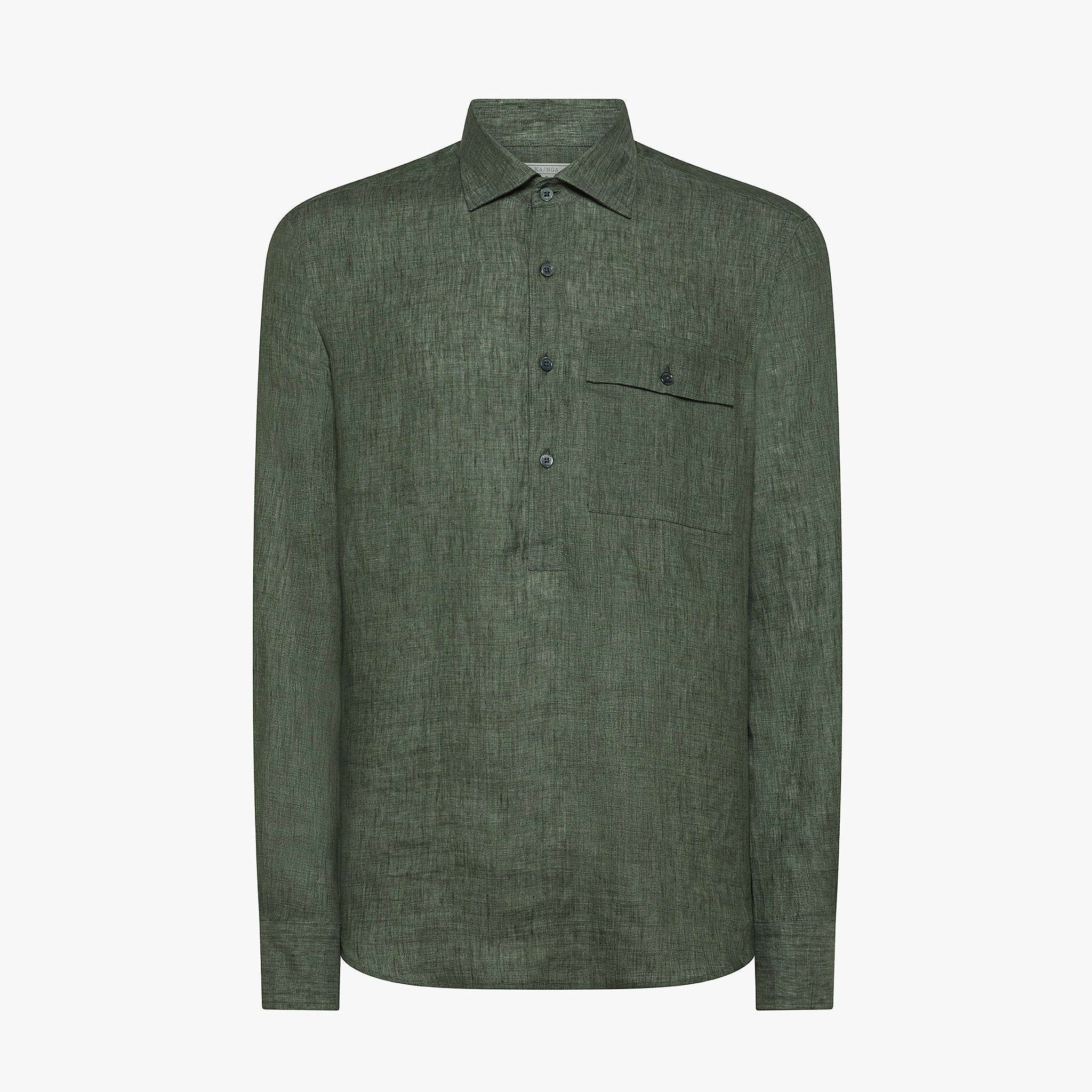 UltraSoftBrushedInterior Wrinkle Resistant Cloth Anatole half button shirt in Luxury Sahara Linen