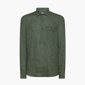 Anatole half button shirt in Luxury Sahara Linen Relaxed Smart Urban Casual Look