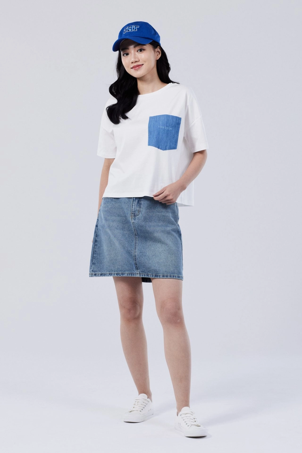 Complementary Colors Cotton Patch Pocket Embroidery Tee