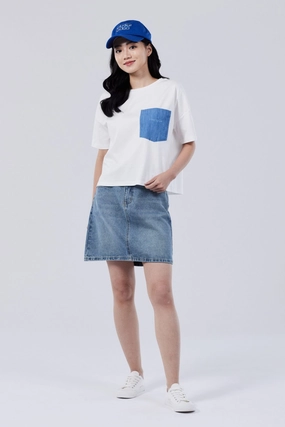 Complementary Colors Cotton Patch Pocket Embroidery Tee