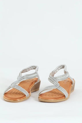 platform Soft Naila Asymetric Comfort Wedge Heel - Silver