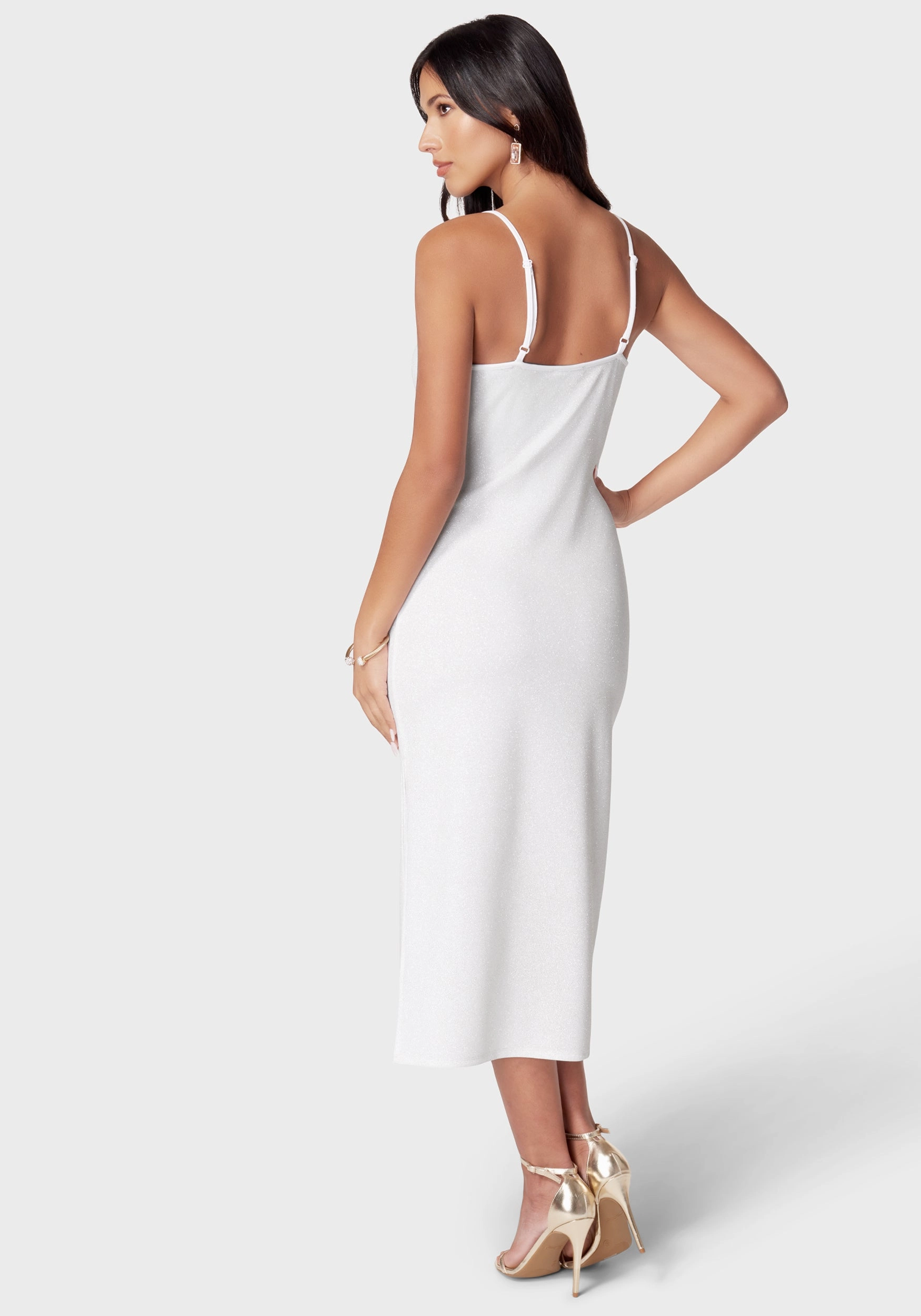 Cowl Neck Shine Dress Soft Fabric