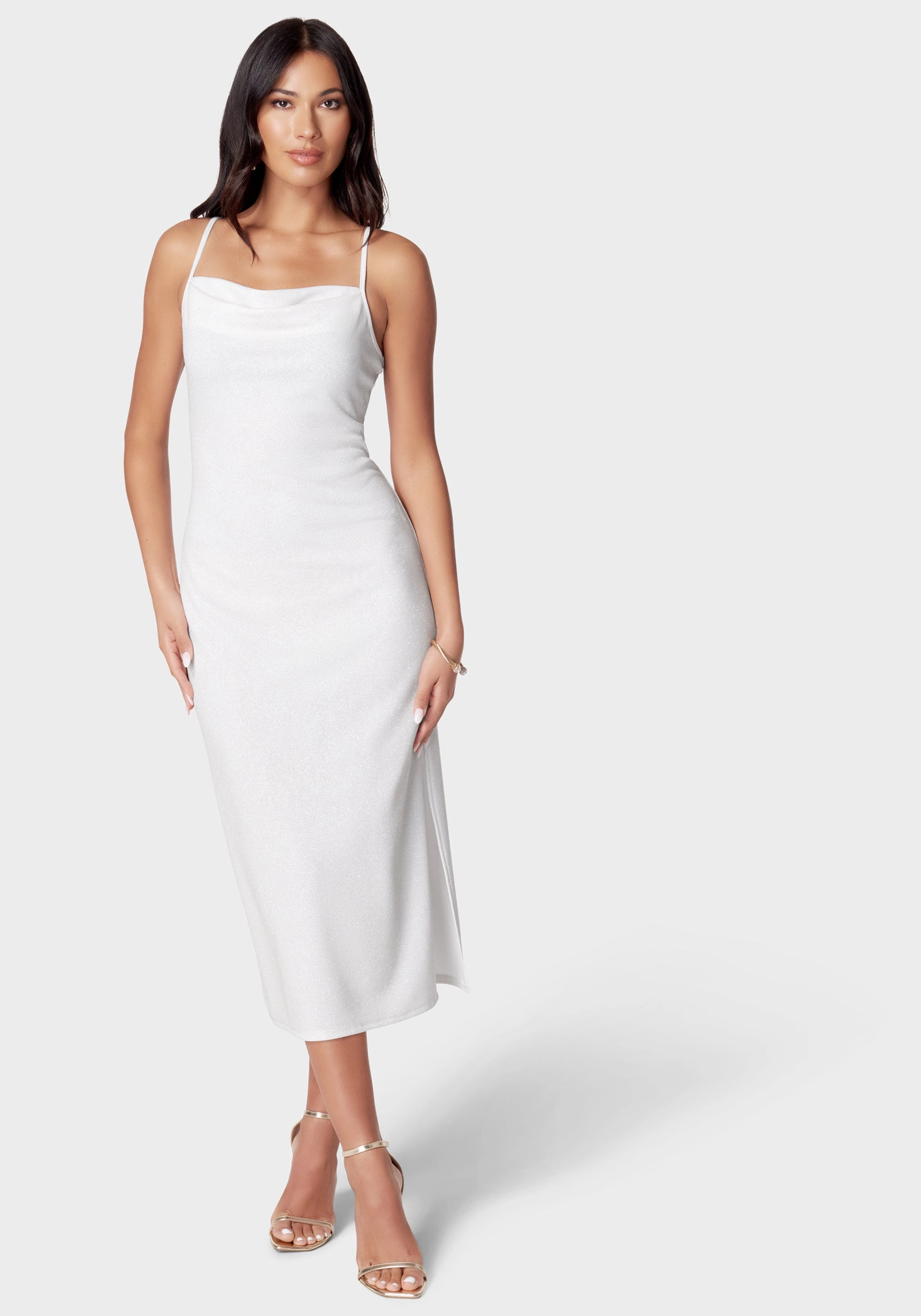 Dreamy Simplicity Cowl Neck Shine Dress