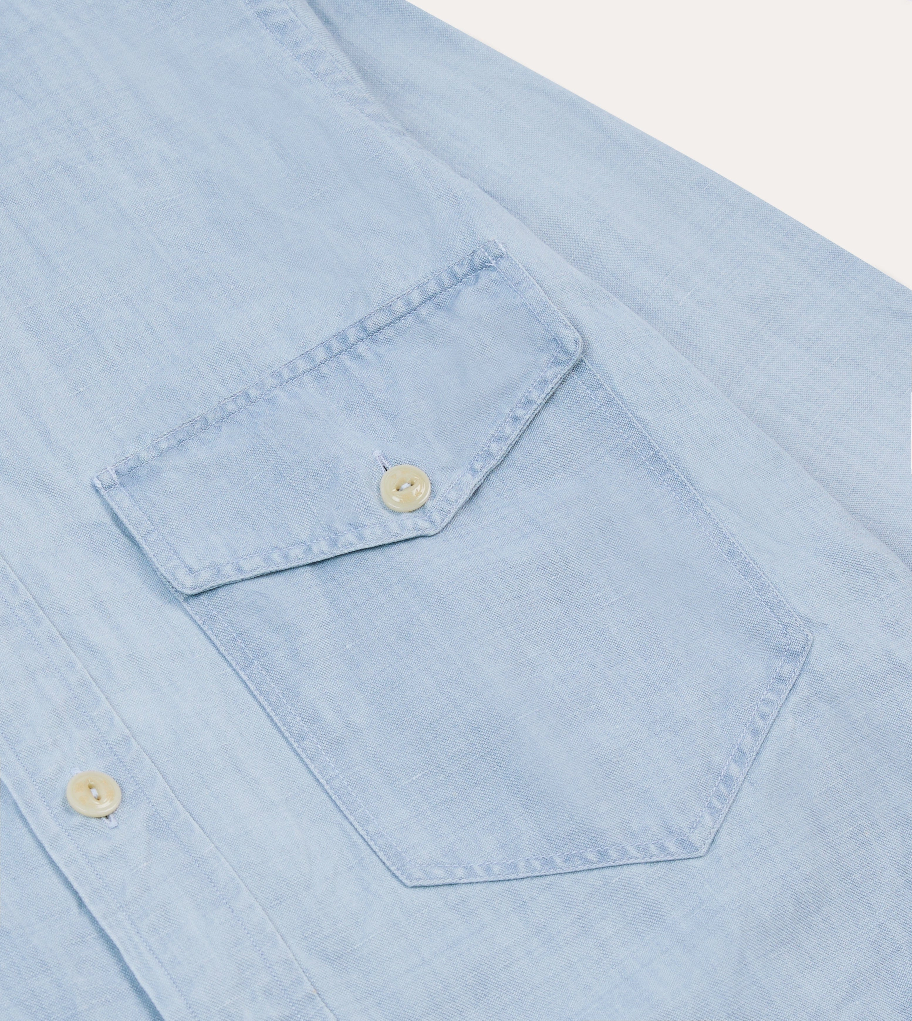 Bleach Wash Cotton-Linen Long Point Collar Work Shirt EasyCare Fabric