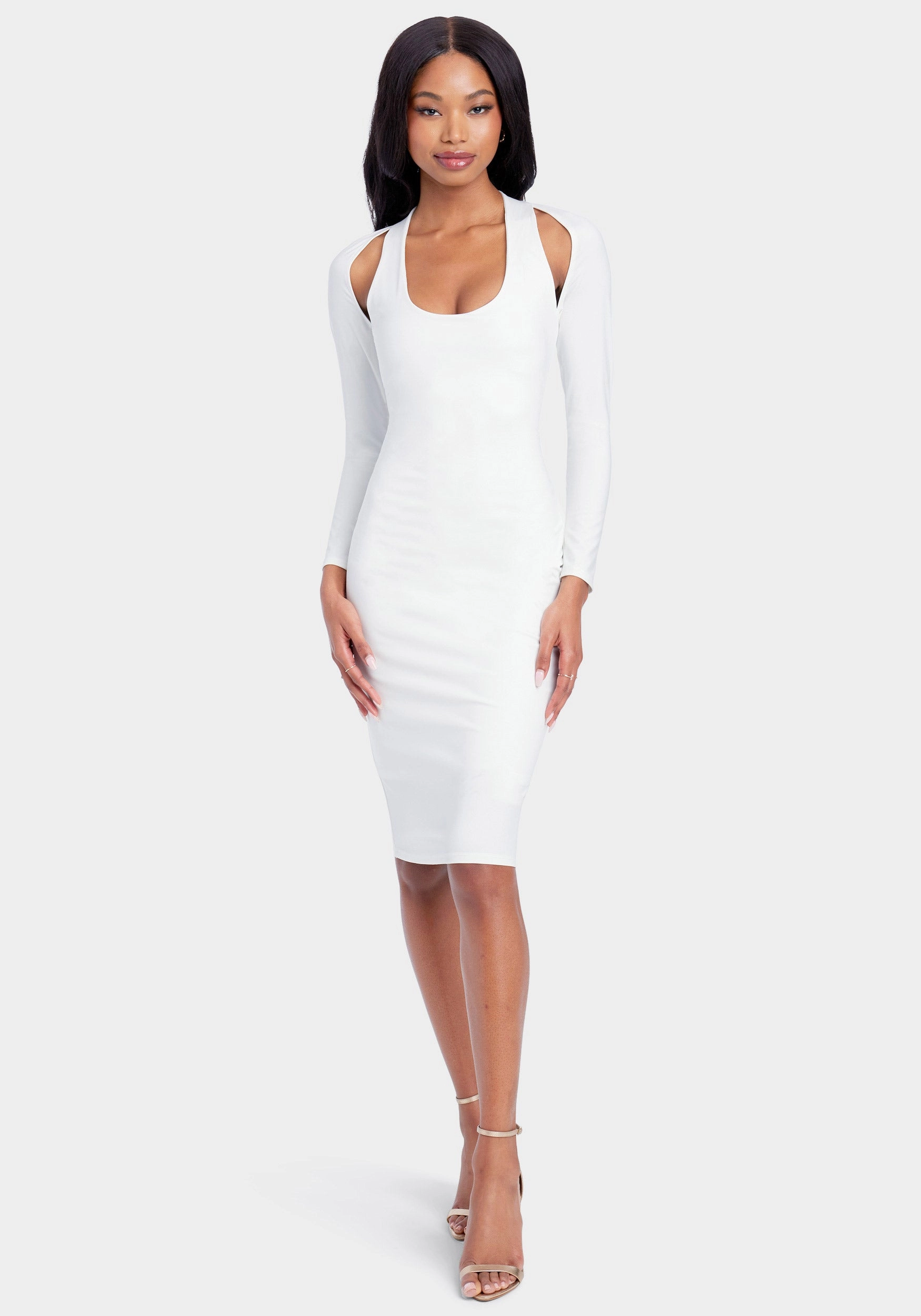 Fitted waist Cutout Knit Bodycon Dress