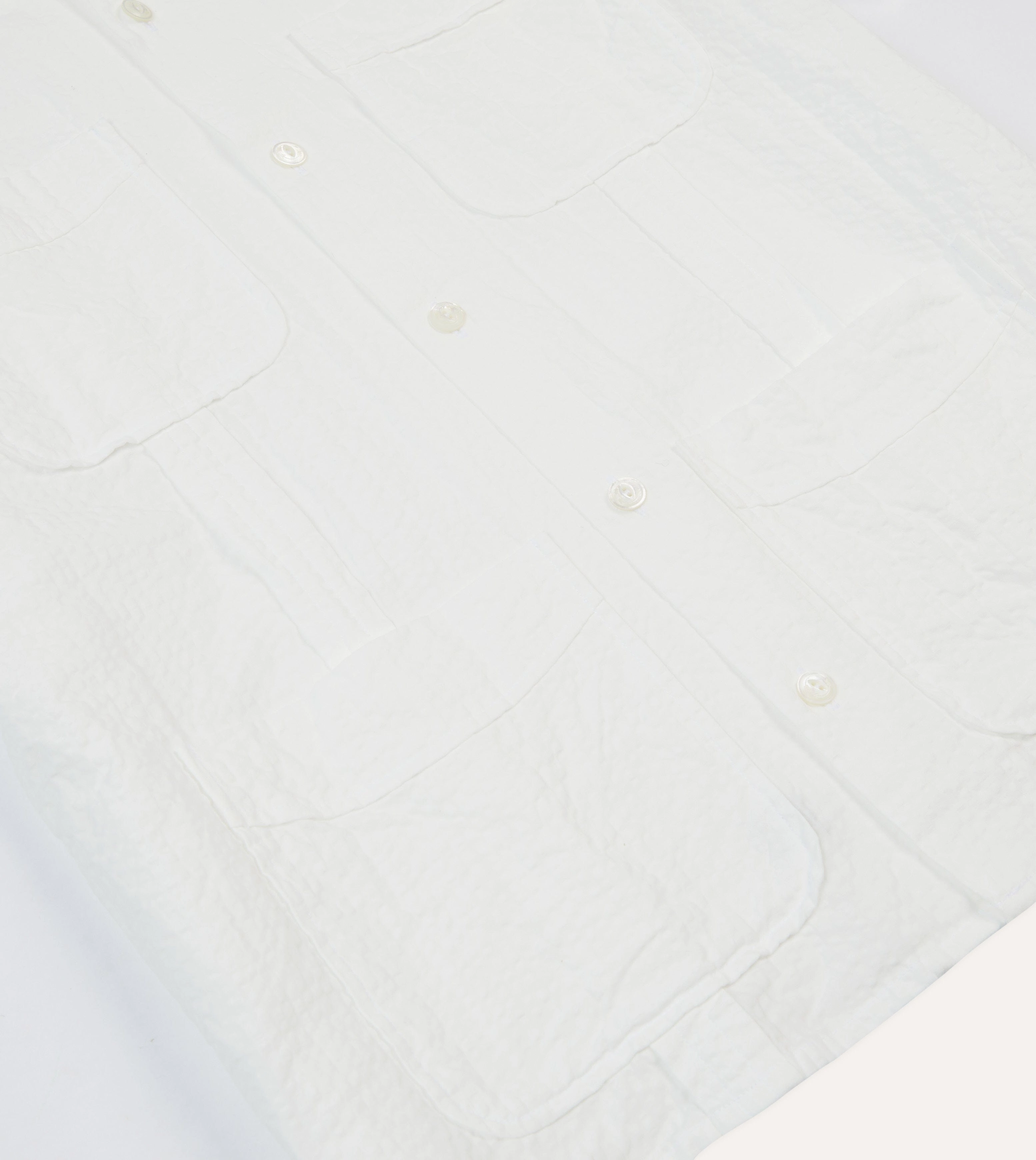 White Cotton-Linen Short Sleeve Cuban Shirt Holiday Outfit Raw edge