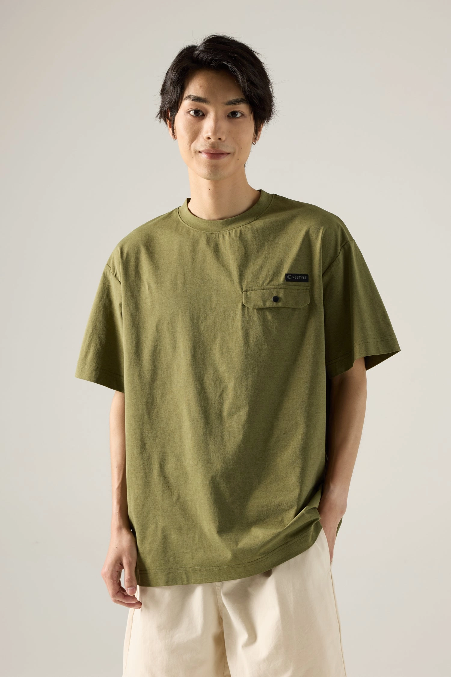 (C) Flap Pocket Tee - Olive SeamlessSidePanels Tension Balanced Design