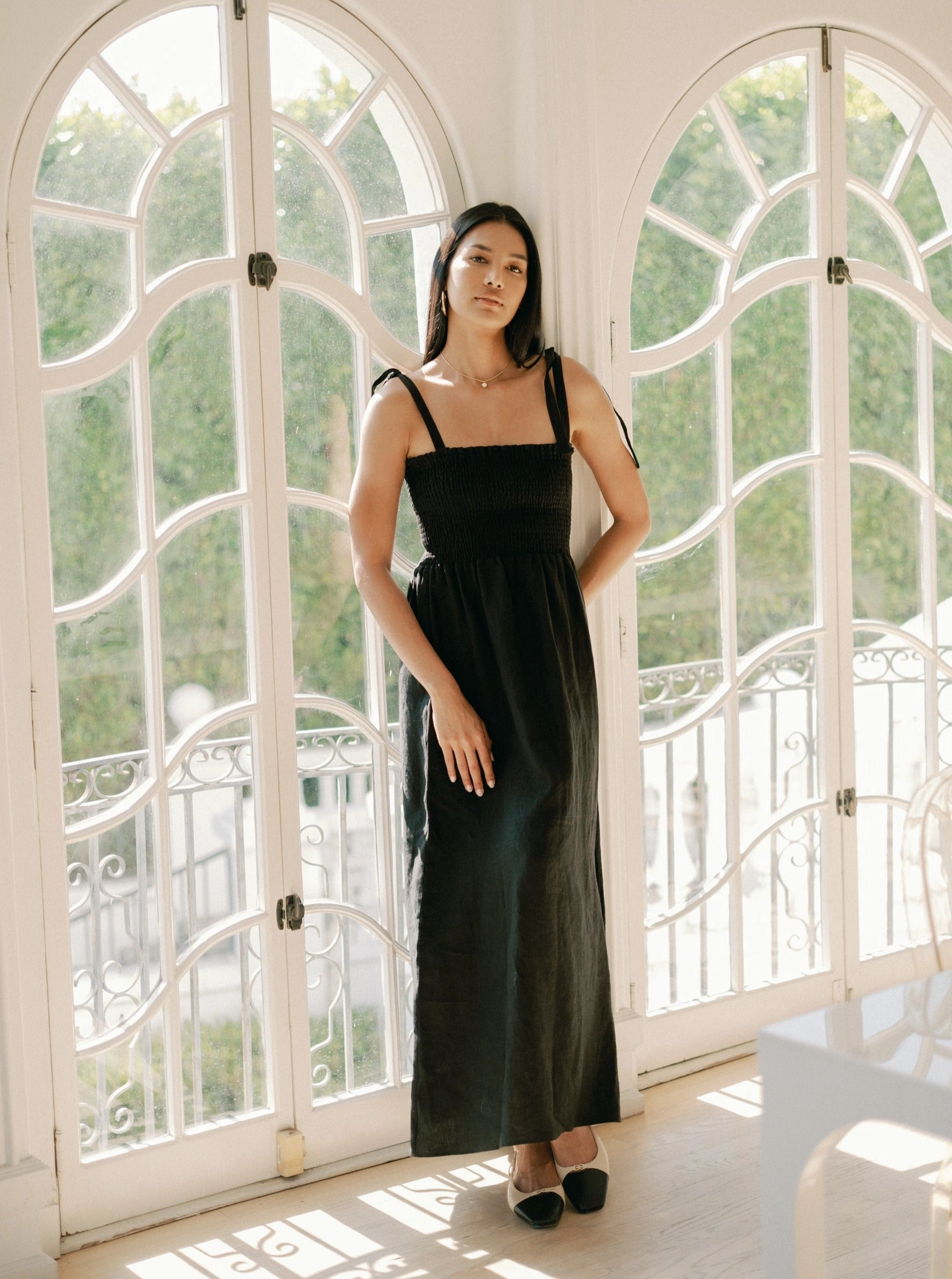 Sophie Dress - Black Linen Anytime Wear