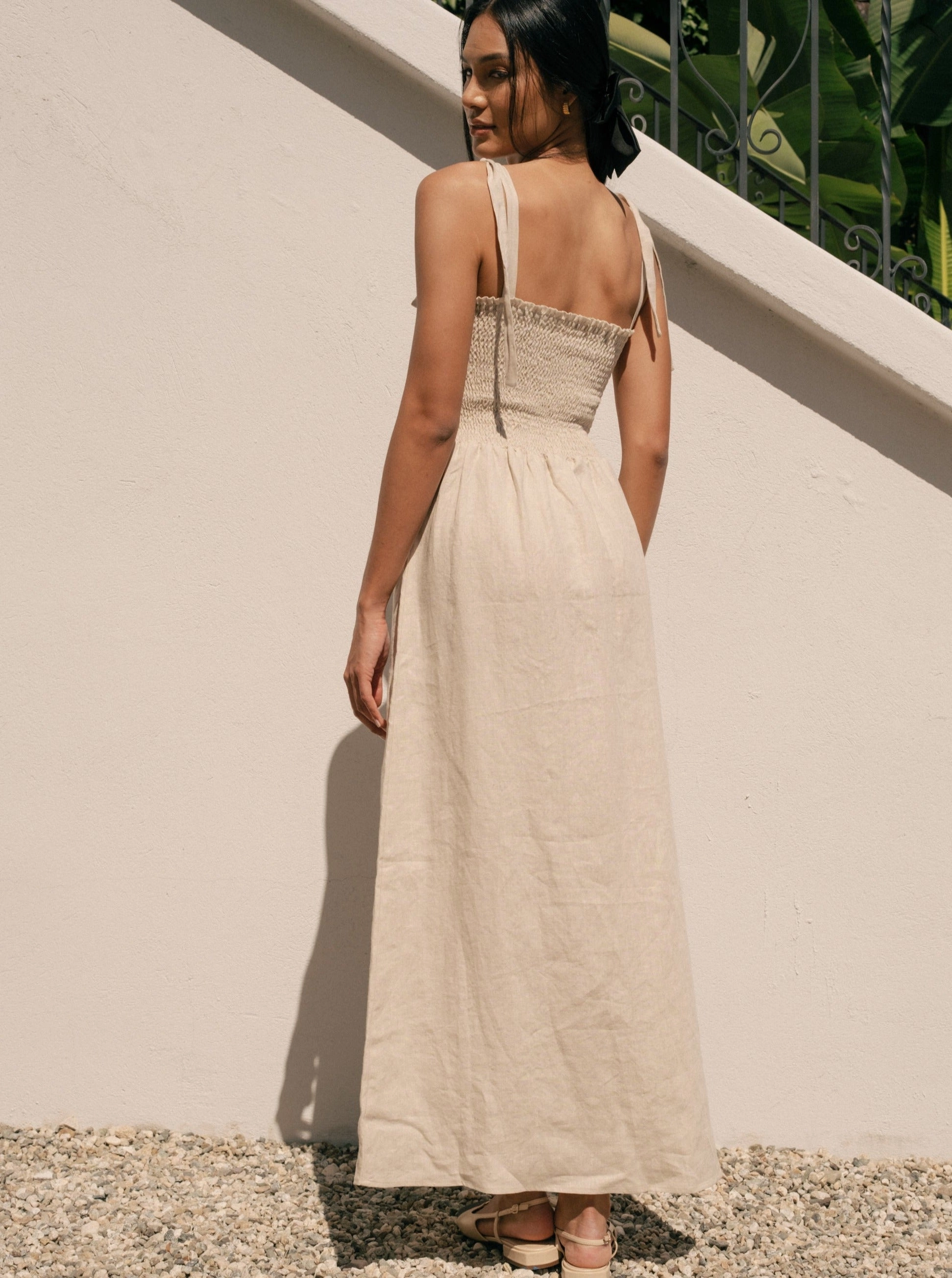 Flowing Fit Sophie Dress - Oatmeal Linen