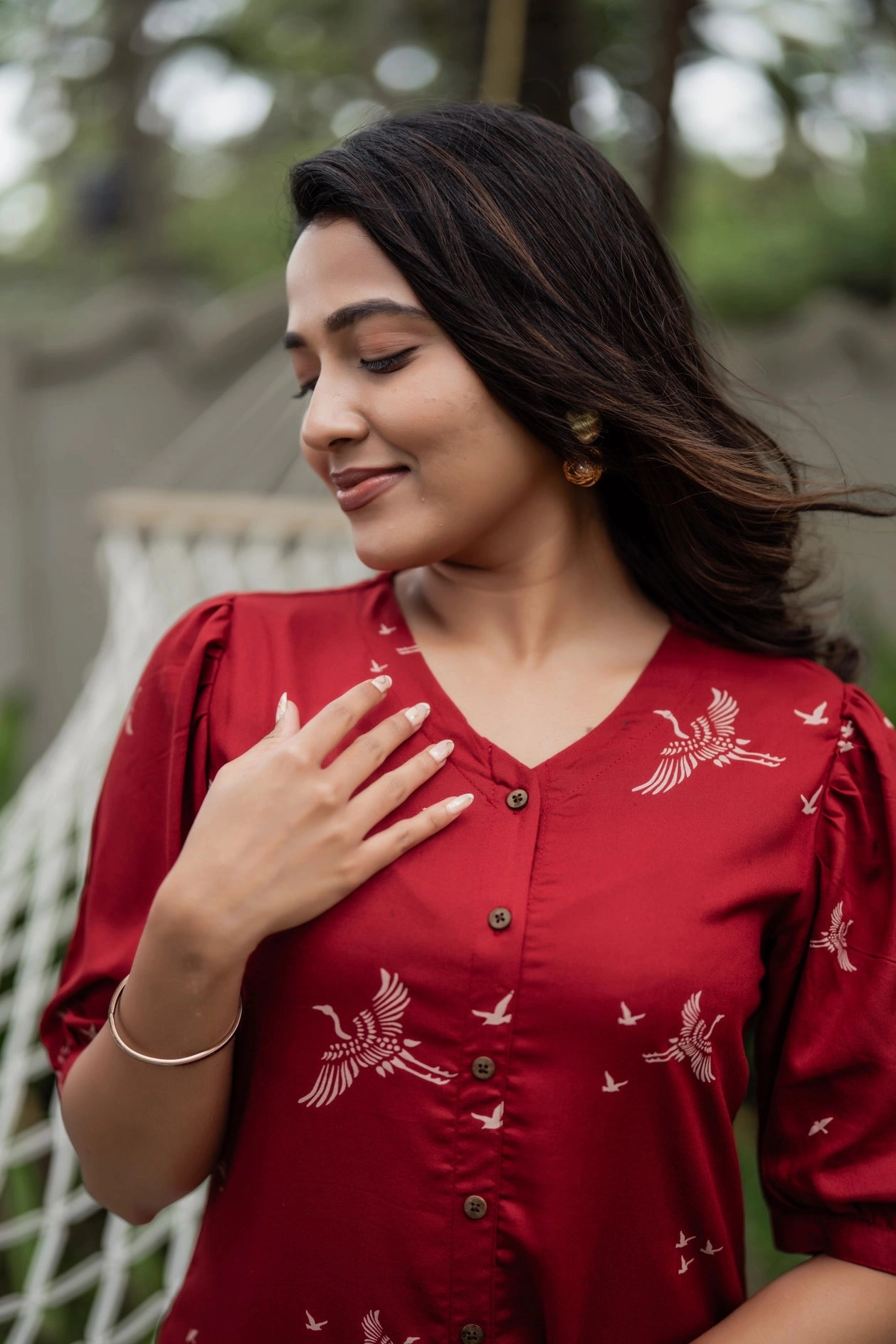 Happy Humming Red Printed Maternity wear and feeding dress Cool Simplicity Urban Light