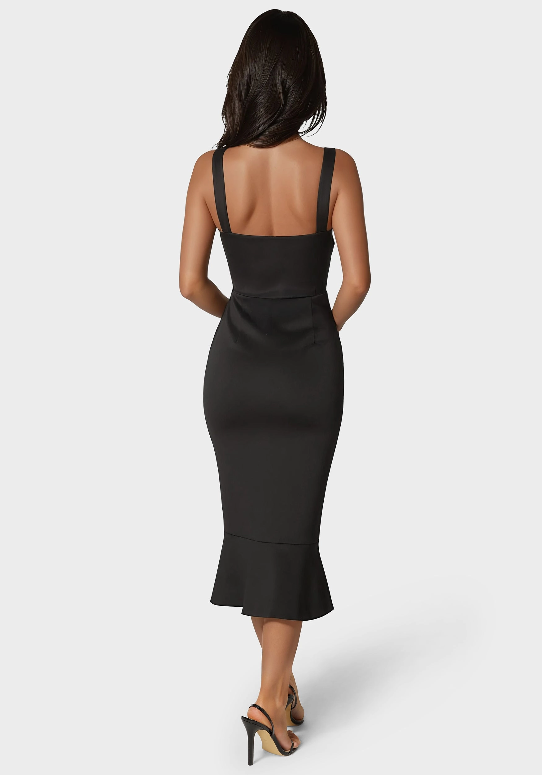 Layer Light Bare Arm Scuba Bustier Ruffle Wrap Dress