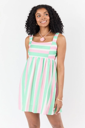 All My Life Pink and Green Striped Mini Dress FINAL SALE Feminine Details Timeless Trend