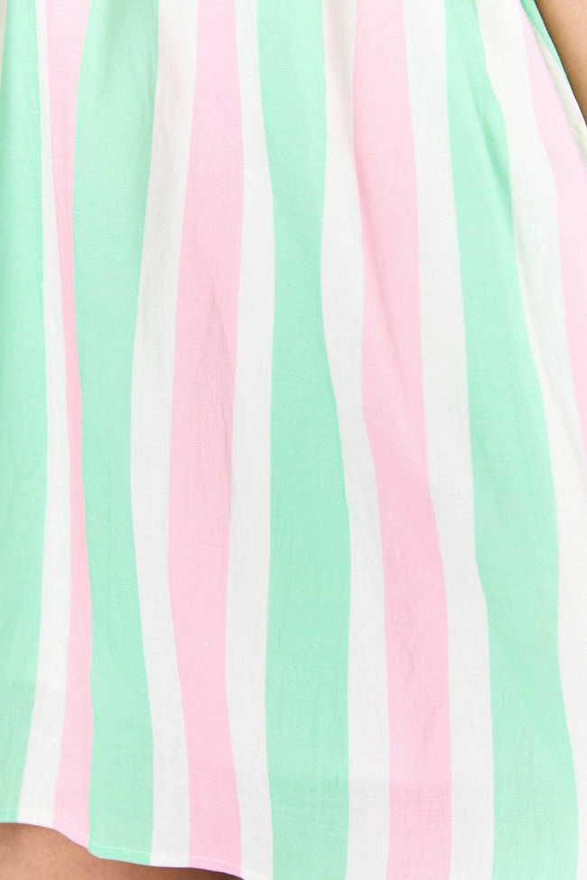 All My Life Pink and Green Striped Mini Dress FINAL SALE Fall Fashion Edge Shape