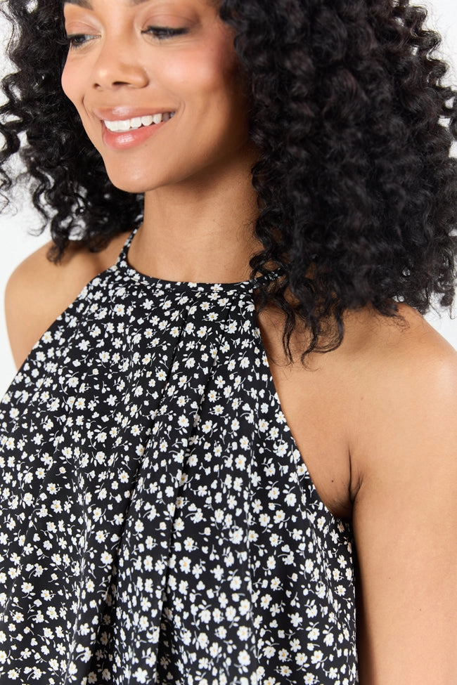Spotlight Moment Black and White Daisy Print Halter Neck Romper SALE Seasonal Layering