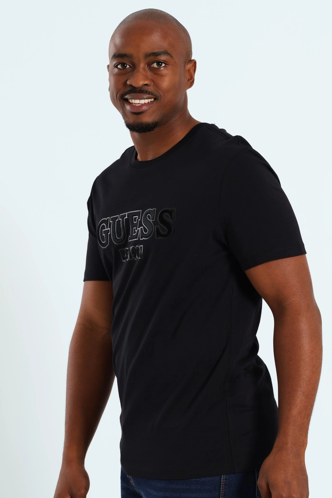 Sprayed Flock Logo Tee - Black Seam Free Edging