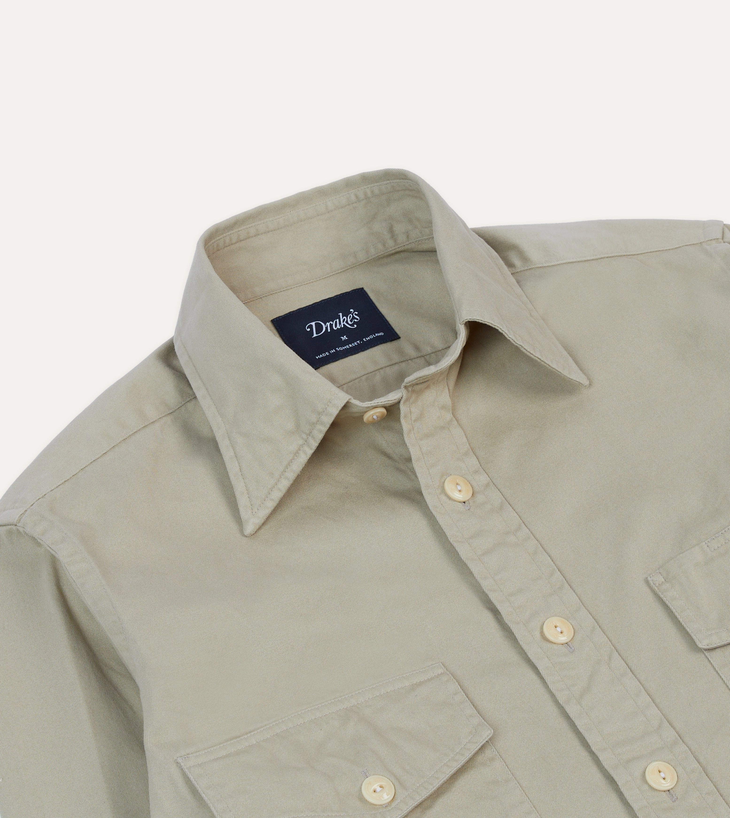 Stone Cotton Long Point Collar Work Shirt Camping Essential