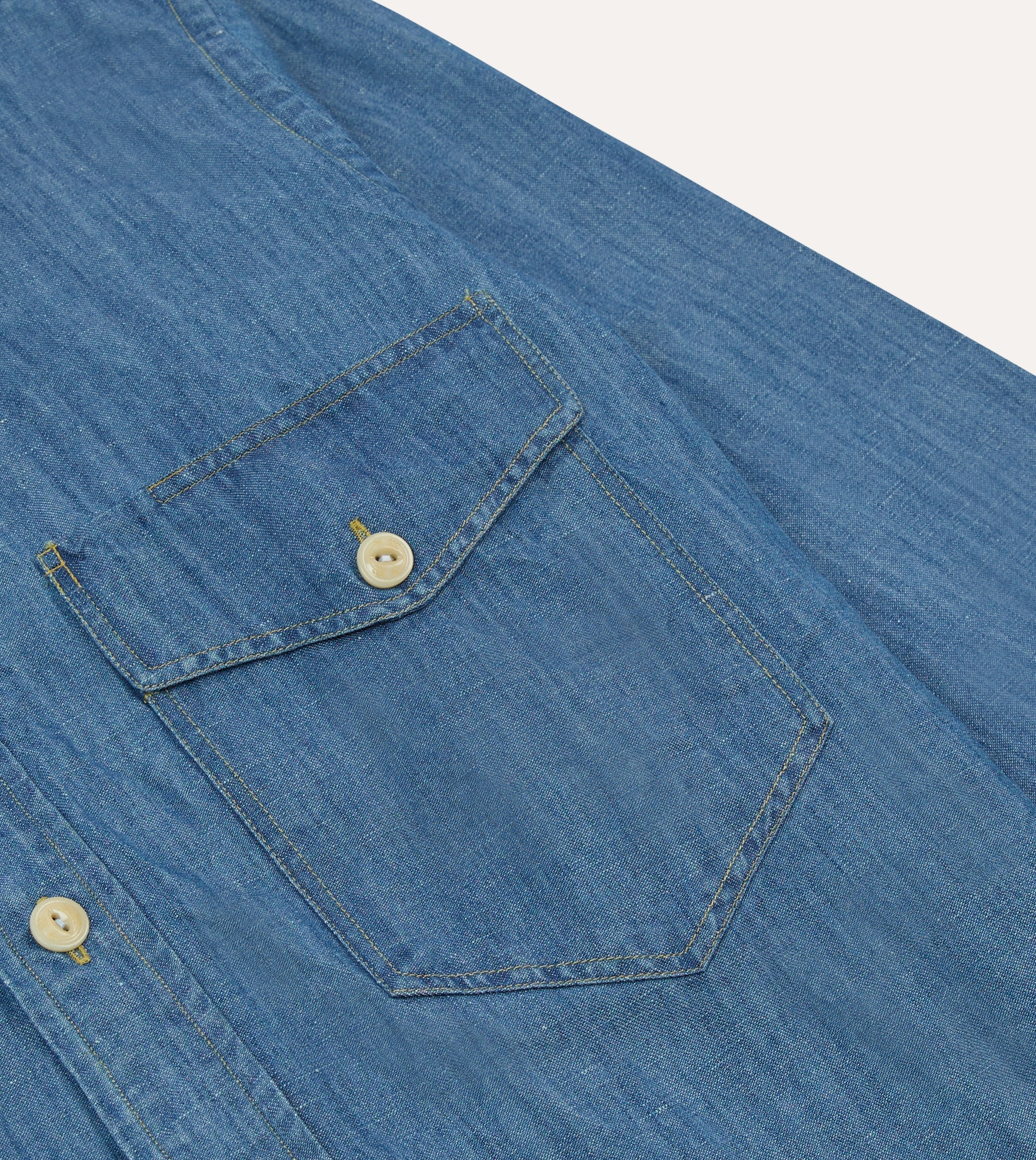 Stone Wash Cotton-Linen Long Point Collar Work Shirt Traveler??s Choice